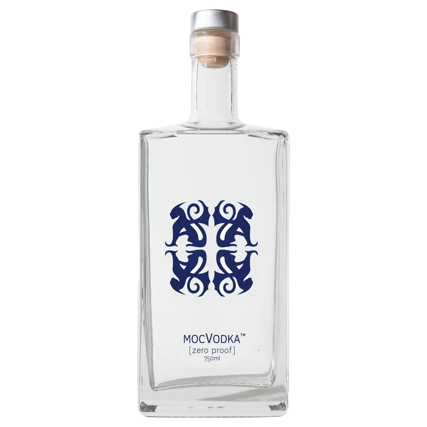 Clear Well Done MocVodka bottle 750ml with blue logo on a white background